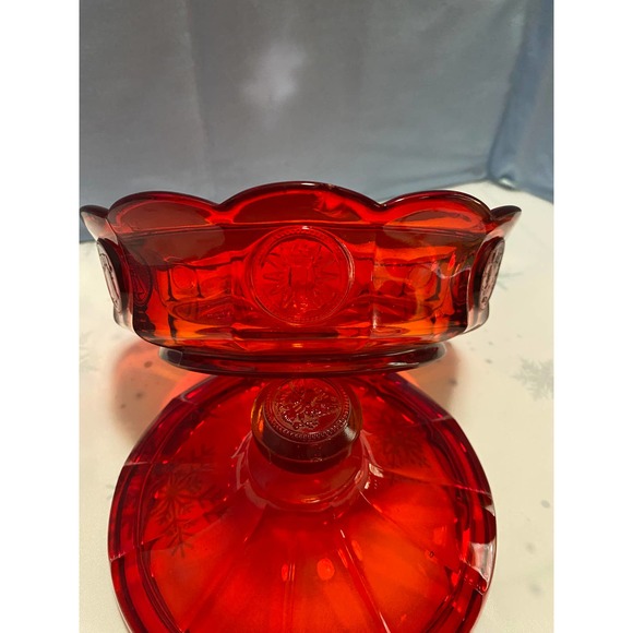 Fosteria  Red Coin Dot Lidded candy dish - Picture 7 of 9